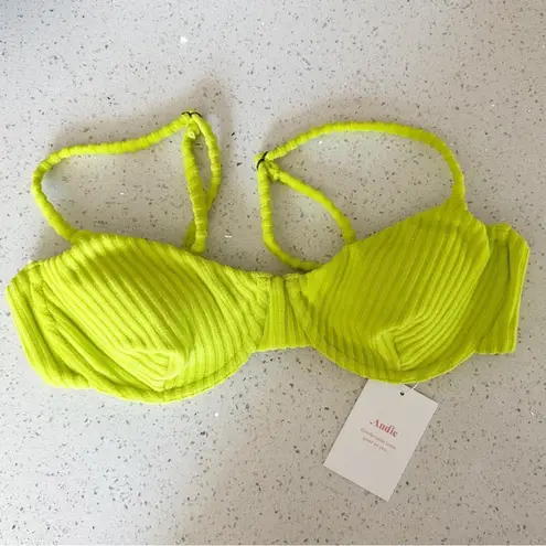 ANDIE The Bermuda Top Ribbed Terry Neon Lemon Size Small
