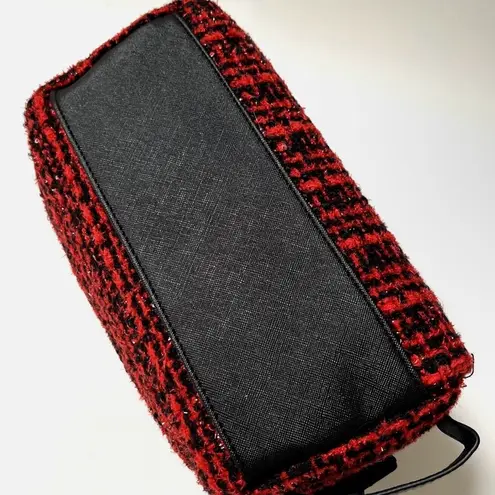 Nicole Miller  Red and Black Tweed Cosmetic Bag