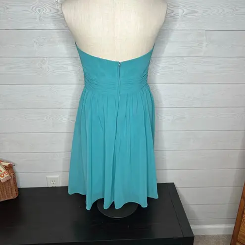 Alfred Angelo seafoam green short crinkle chiffon dress Size 6