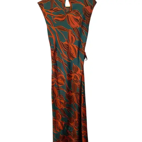 House of Harlow 1960 Revolve Ring Tie Satin Maxi Party Dress Fall Orange Green Size XS