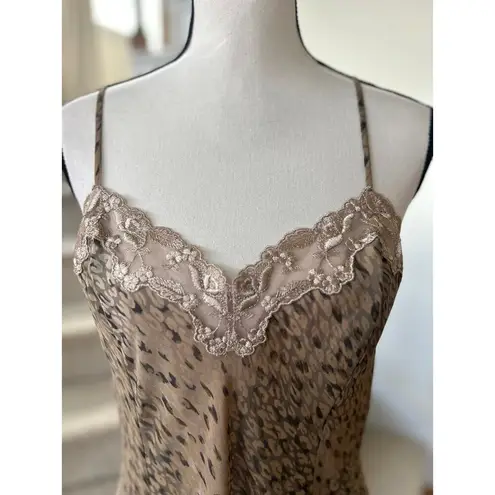 Victoria's Secret Victoria Secret Brown Tan Leopard Print Lace Trim Slip Nightie Lingerie