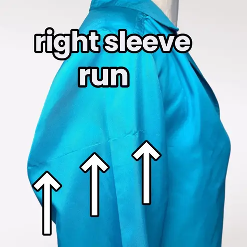 Vintage Gil & Co Blue Satin Button Up Blouse Long Sleeve Size Small