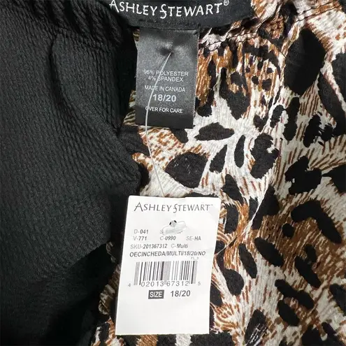 Ashley Stewart Plus Sz 18 20 Leopard Print Off the Shoulder Top Ruched Two Tone