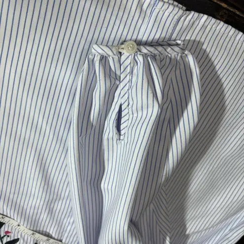 Sugar Lips Long Puff Sleeve Embroidered White with Stripe Button Down Shirt M Size M