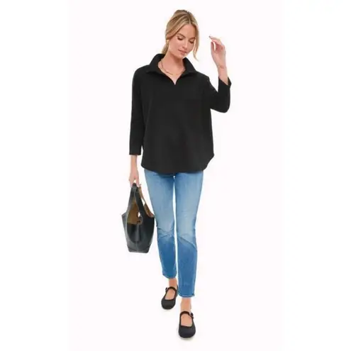 Tuckernuck Pomander Place Black Easy Polo Swing Sweatshirt Size M/L