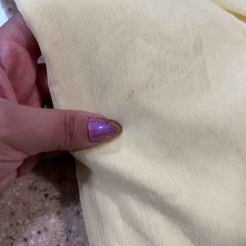 Valla Light Yellow Flutter Sleeve Midi Dress Size L