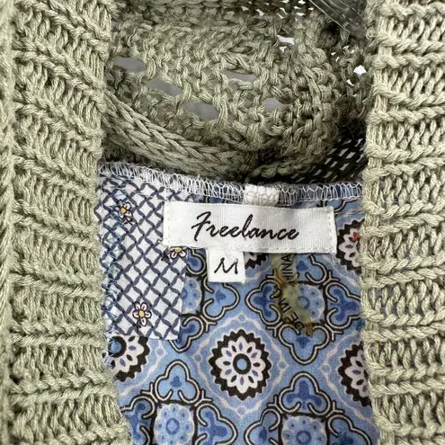 Freelance Boho Cottagecore Raime Crochet Patchwork Knit Vest Women's Medium Green