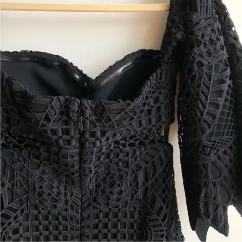 Jonathan Simkhai Black Lace Off The Shoulder Side Cut Out Bustier Dress NEW 4