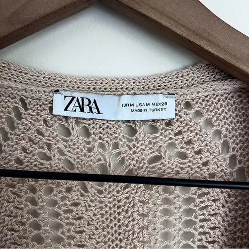 ZARA  tan Open Knit crochet sweater M