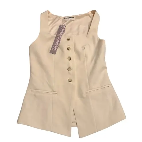 Missguided Misguided Size S Sleeveless Vest & Mini Skirt 2PC Set Cream Beige Preppy NWT