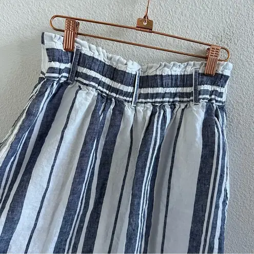 C&C California 100% Linen Midi Striped Blue and White Skirt Small