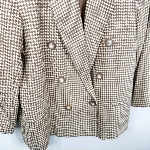 Vintage Gianni Sport Blazer Jacket Womens 12 Houndstooth Tan Neutral Equestrian