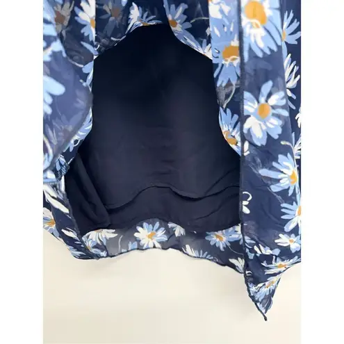 Karen Kane Tank Top Floral Size Small Blue Uneven Hem Pullover NEW