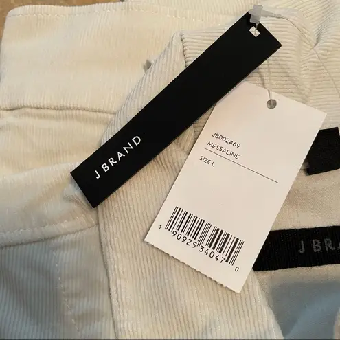 J Brand  Women's Messaline White Corduroy Cropped Ray Cropped Trucker Jacket sz L