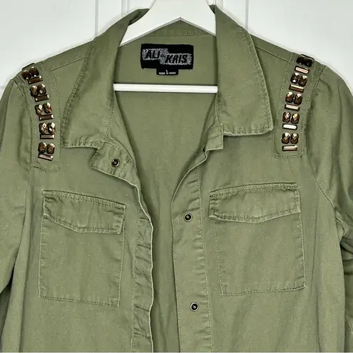 Ali & Kris ALI KRIS Olive Green Embellished Shoulder Utility Jacket