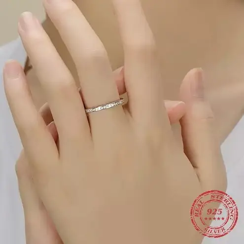 Sterling Silver SIZE 8 925 Stackable Dazzling Cubic Zirconia Ring