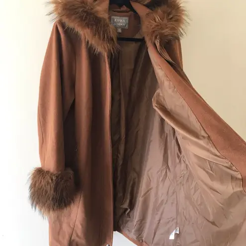 Jessica London Hooded Faux Fur Trim Winter Coat