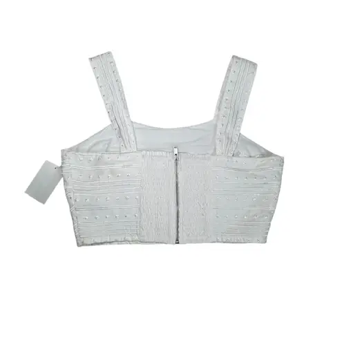 Avec Les Filles White Embroidered Crop Top Size 8 | Textured Cotton Tank | NWT