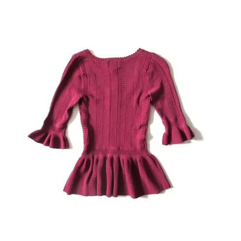 Torn By Ronny Kobo NWT KIMBERLY in Mauve Pointelle Textured Knit Peplum Top S