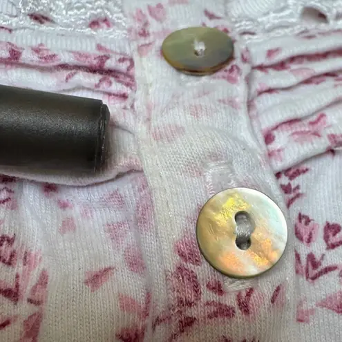 Eileen West Pink Floral Print Cotton Knit Long Sleeve Nightgown Size Small