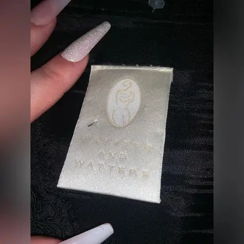 Watters & Watters corseted blouse formal lace top taffeta wedding evening fall Black Size M