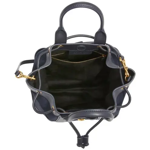 Veronica Beard Goody Suede & Leather Bucket Bag Navy NWT