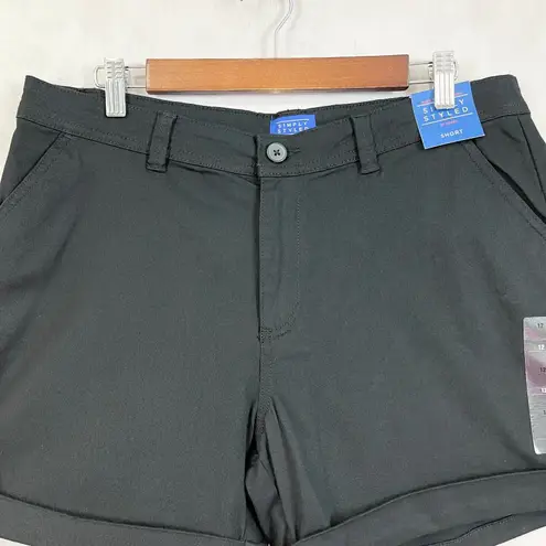 Simply Styled Womens Chino Shorts Size 12 Cuffed Classic Summer Beachy Travel Black