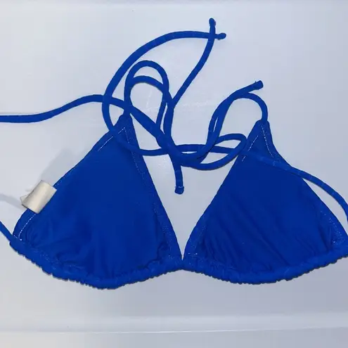 OP  WOMENS Electric Blue Triangle Striped BIKINI Swim TOP M MEDIUM 7-9