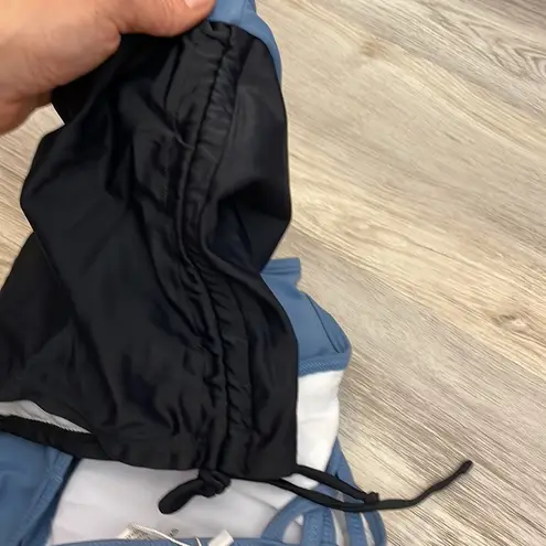 Yonique Blue & Black Tankini with Tie Ruched Side Boyshort Bottoms Size XS Multiple