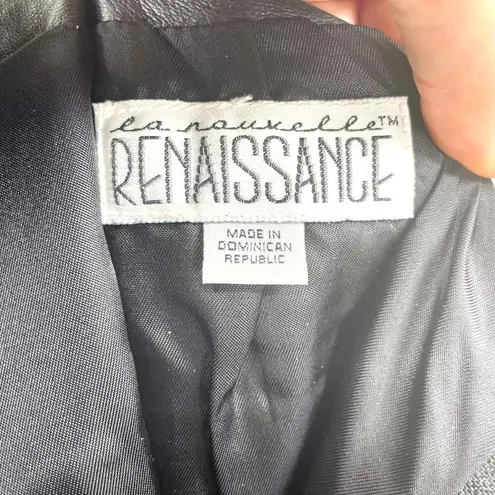 90s LA NAUVELLE RENAISSANCE Vintage Black Leather Skirt