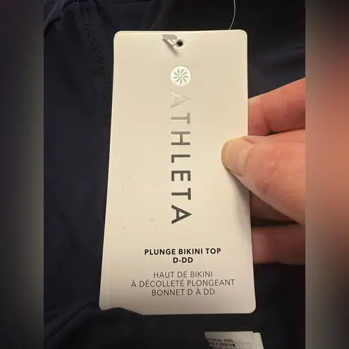 Athleta  Plunge Bikini Top D-DD Navy Blue Quick Drying NWT Swim Beach Size XXS