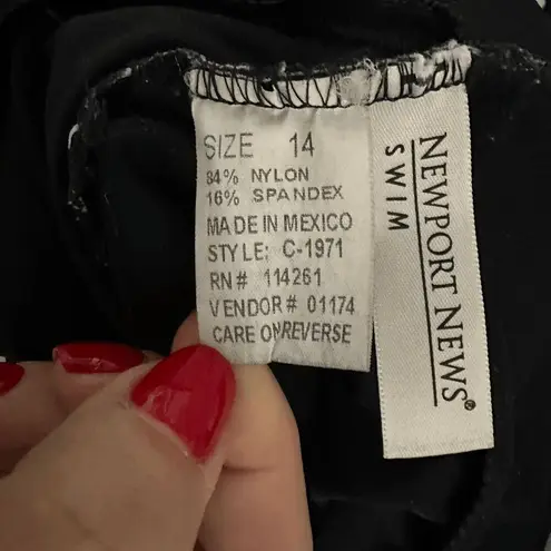 Newport News Black and White Polka Dot One Piece Bathingsuit