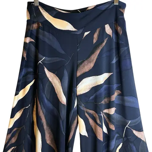 Clara Sun Woo Elegant Black Tan Cream Leaf Print Wide