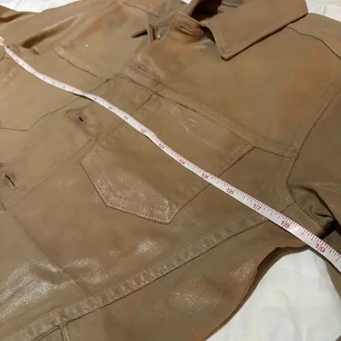 L'Agence L’AGENCE Janelle Cappuccino Coated Jacket Gold Buttons Raw Edge Women Small - Image 11