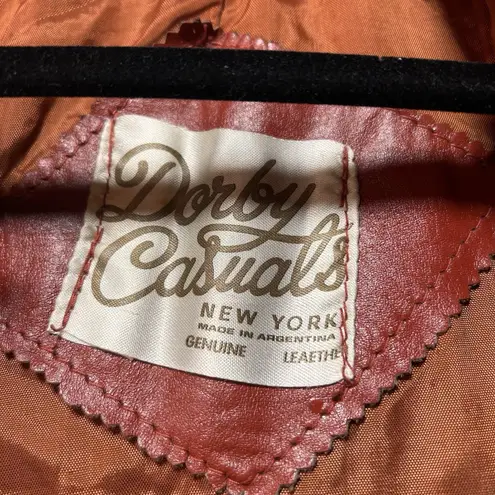 VTG 70s Women's Leather Rust Brown Belt Jacket Coat Retro Boho Indie Disco Small