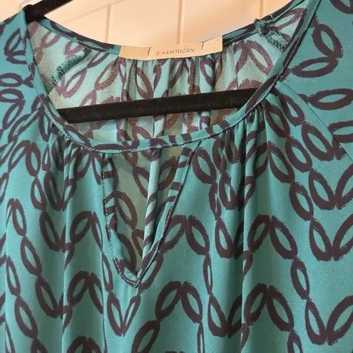 41 Hawthorn Womens M Renesme Wrap Dress 3/4 Sleeve Blue Green Geometric EUC! Size M