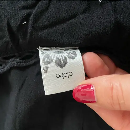 Honolua Mahine Black Eyelet Lace Trim Tunic Tropical Surf Hawaii Beach Boho S/M