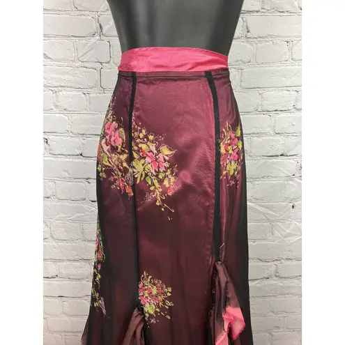 Hudson Vtg Chris Haute Couture Custom Floral Oriental Maxi Mermaid Skirt