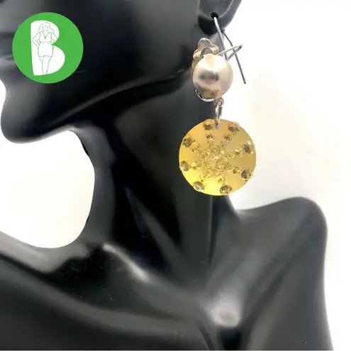 VINTAGE 1980'S YELLOW BAUBLE CLIP ON DANGLE EARRINGS