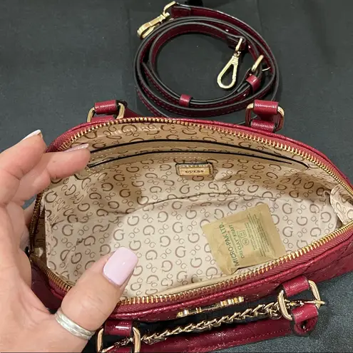 Guess  | “Black Cherry Valento” Mini Satchel w/ Iconic Bag Charms & Crossbody