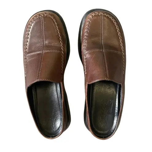 Dansko  brown leather square toe chunky slip on loafer size 40 (9.5-10)