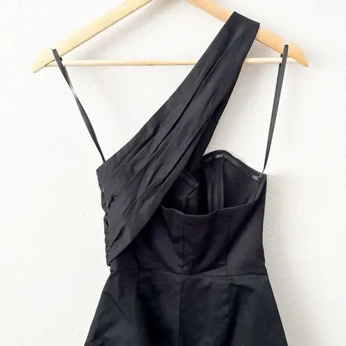 Hutch x ANTHROPOLOGIE | One-Shoulder Romper Black Ruched Shorts Dressy | Size 4