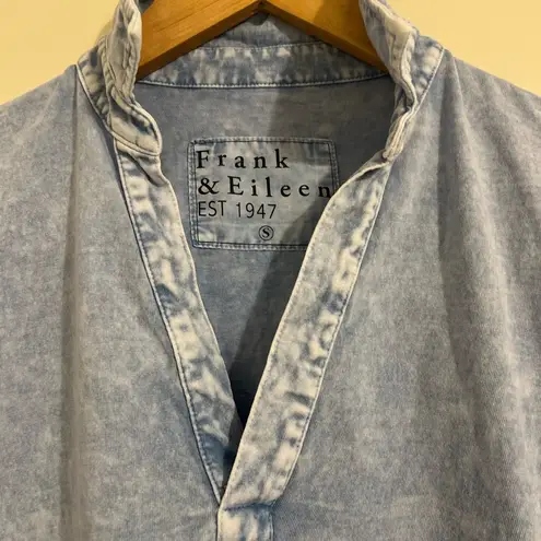 Frank & Eileen $168 Patrick Popover Henley Top Shirt Pullover Mineral Blue RARE