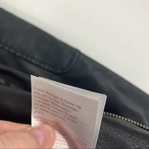 Noisy May Black Faux Leather Biker Moto Jacket Customized Babe on Back Small S