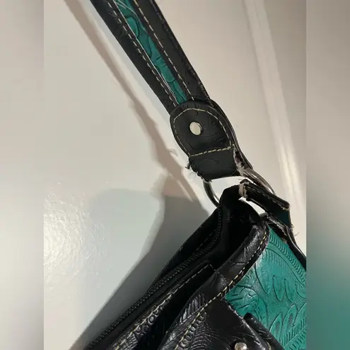 Tooled Leather Laser Cut Purse Feather Country Western Handbag Shoulder Bag