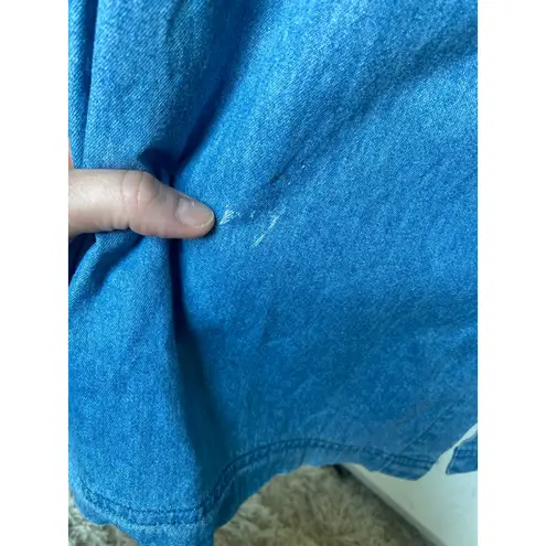 Vintage Boundary Waters Denim Dress Midi Button Front Pockets L Cottagecore 90s Blue Size L