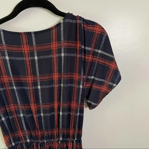 West Kei Plaid V Neck High Low Dress