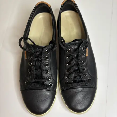 Ecco Soft 7 Black Leather Lace Up Sneakers Women's Size 39