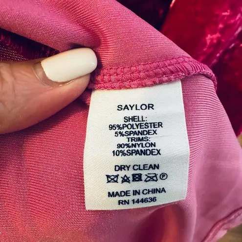 Saylor NIAMA VELVET MIDI DRESS In Bubblegum Color Hot Pink Fuchsia-NWT Size L