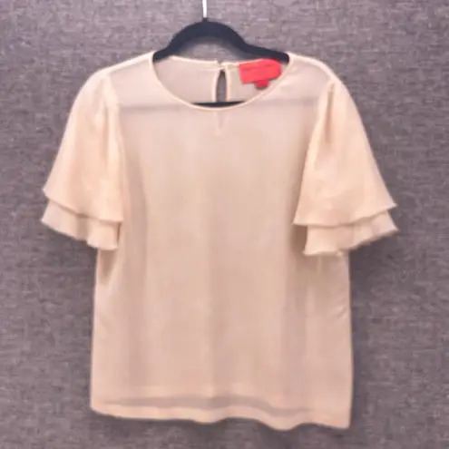 Emanuel Ungaro Womans Blouse Size 6 Designer Italy Fairy Flowy Neutral Capsule Tan